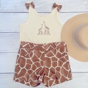 Janie and Jack Girls Giraffe Tank Top and Short Set Size 5